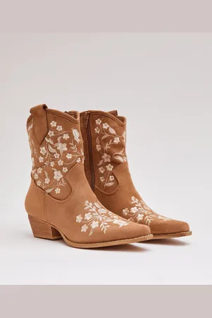 Buonarotti Dames Cowboylaarzen Kort - Camel - Suedine - Maat 38