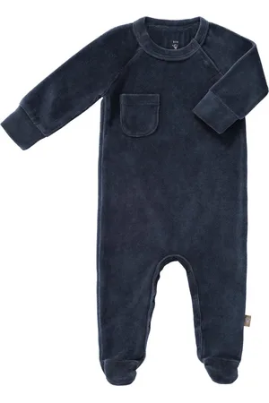Fresk Pyjama Velours met Voetjes Indigo - 0-1 mnd