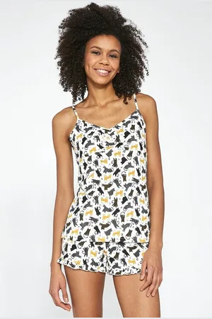 Cornette Katoenen Shortama Dames Volwassenen | Korte Mouw Korte Broek | Pyama Dames Volwassenen | Cats 4 373/214 XL