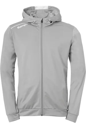 Kempa Player Hood Jacket Kind Donker Grijs Melange-Wit Maat 140