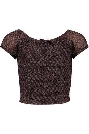 Frankie & Liberty Meisjes blouse - Hilde - Print madarin/chocolade