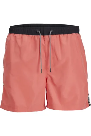 JACK & JONES Heren Zwemshorts JPSTFIJI Black Tape Effen Hot Coral - Maat XL