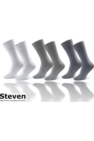Steven 72% Katoen Sokken EU MADE - Grijstinten - Voor onder een Pak Nette Schoenen - Multipack 3 Paar - Comfort Kwaliteit Duurzaamheid - Naadloze Effen Heren Sokken Maat 45 46 47