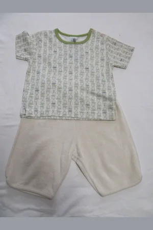 Petit Bateau Kledingset , jongens , tshirt katoen + korte broek in eponge , 74 - 12 maand
