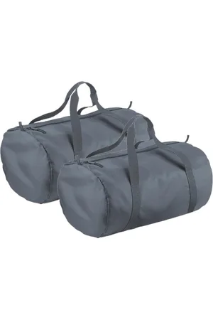 BagBase 2x stuks antraciet grijze ronde polyester sporttas/weekendtas 32 liter - Reistas 50 x 30 x 26 cm