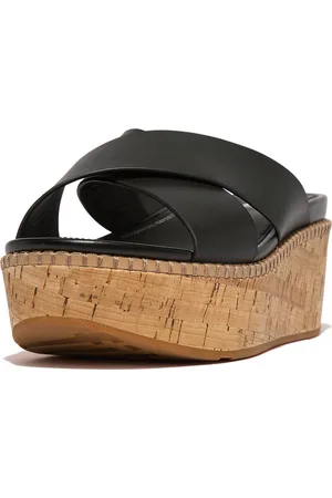 FitFlop Eloise Leather/cork Wedge Cross Slides EU 39 Vrouw