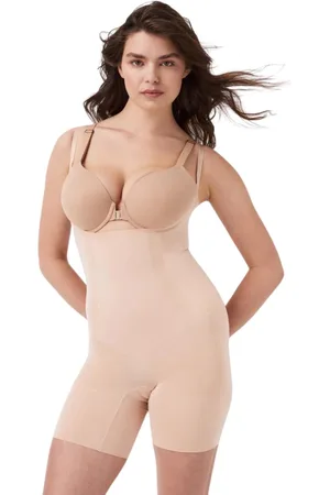 Spanx Oncore Open Bust Mid Tigh Bodysuit | Soft Nude