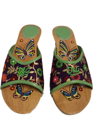 Dolce & Gabbana D&G WOOD SLIPPER MET FLEURIL BOVENDECK SIZE 39