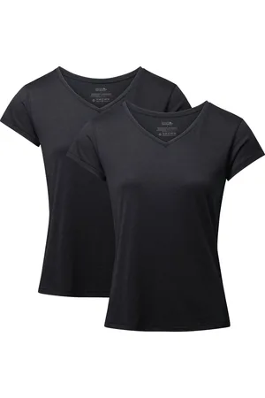 DANISH ENDURANCE T-Shirt - V-Hals - Dames - Zwart - 2-pack - Maat L