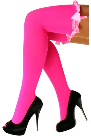KIMU Kniekousen Overknee Sokken Strikjes Sexy Schoolmeisje Barbie Flamingo - Dames Kousen Kniesokken Pantysokken Jarretels Pantykousen Festival