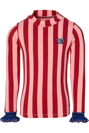 Quapi Longsleeve Daylie donker rood en roze gestreept voor meisjes - maat 122/128