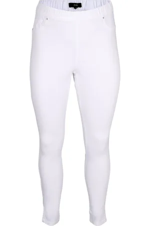 Zizzi JTALIA, JEGGINGS Dames Jeans - White - Maat XXL/78 cm
