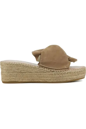 MANEBI Espadrilles Dames / Damesschoenen - Leer - Sleehak Hoogte 6 cm - K10WK - - maat 40
