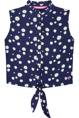 Quapi Blouse korte mouwen Anisa blauwe bloemenprint - maat 146/152