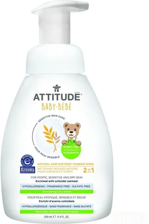 ATTITUDE Baby Leaves 2 in 1 Oatmeal Sensitive Foaming Wash Unscented - 250ml