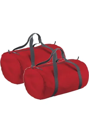 BagBase 2x stuks rode ronde polyester sporttas/weekendtas 32 liter - Reistas 50 x 30 x 26 cm