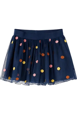 vidaXL Kinderrokje-met-tule-en-stippen-104-marineblauw