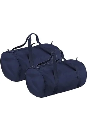 BagBase 2x stuks blauwe ronde polyester sporttas/weekendtas 32 liter - Reistas 50 x 30 x 26 cm