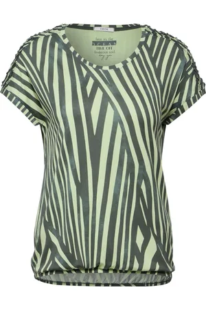 CECIL TOS AOP Shoulder Detail T-shirt Dames T-shirt - - Maat L