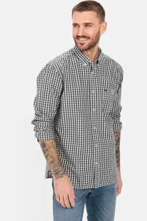 Camel Active Overhemd met lange mouwen en ruitpatroon - Maat menswear-M - Donkerblauw