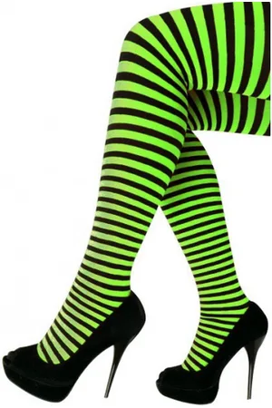 Merkloos Panty streep groen/ one size