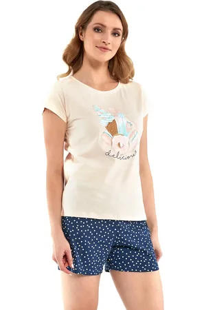 Cornette Katoenen Shortama Dames Volwassenen | Korte Mouw Korte Broek | Pyama Dames Volwassenen | Delicious 628/248 XL