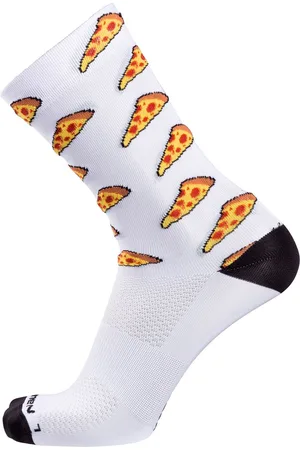 Nalini Unisex Fietssokken zomer - wielrensokken - COMIC SOCKS H.24 White/Pizza - 38-40