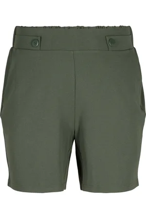 Zizzi CAELLIE, SHORTS Dames Broek - Green - Maat XXXL (63-64)
