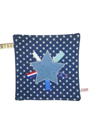 Toetie & Zo Handgemaakt Tutteldoekje Jeans Ster, labeldoekje, knuffeldoekje
