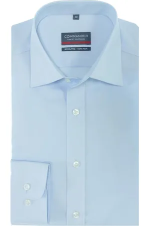 Commander Business hemd lange mouw overhemd lichtblauw slim fit 213009307/600