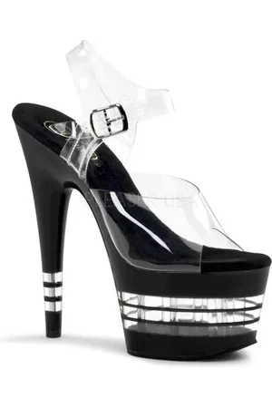 Pleaser EU 39 = US 9 | ADORE-708LN | 7 Heel, 2 3/4 PF Ankle Strap Sandal w/ Clear Stripe Bottom