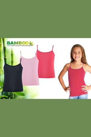 Merkloos Bamboo - Onderhemden Kinderen Meisjes - Hemden Meisjes - 3-pack - Roze Navy - 146-152 - Hemd Meisjes - Tanktop - Singlet - Kleding Meisjes - Ondergoed Meisjes