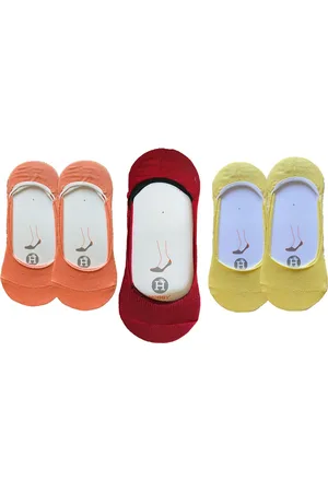 Merkloos Sneakersokken dames 5-stuks mix geel/ /rood One Size
