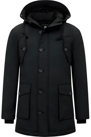 TONY BACKER Heren Winterjassen - Lange Jas Heren - Parka heren - 8202 - Zwarte Jas
