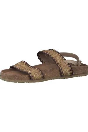Marco Tozzi Textile Upper, Goat Leather sock with Feel Me Soft Step Dames Sandalen - NATURE COMB - Maat 38