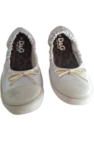Dolce & Gabbana D&G BALLERINA IN SILVER /WHITE SIZE 38