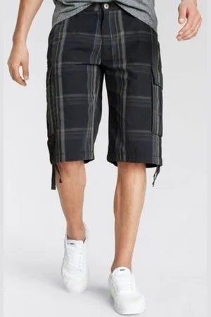 Merkloos Cargo ruit bermuda | Heren||Zwart/grijs/blauw| maat 30