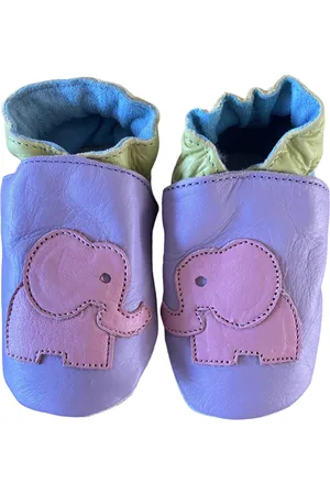 Baby Dutch Pastelkleurige leren babyslofjes van - Olifant maat M ( 12,5 cm) - 10-14 maanden