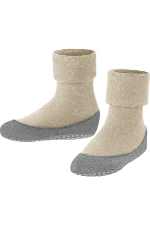 Falke Cosyshoe Teens antislip noppen merinowol huissokken pantoffels kinderen beige - Maat 37-38