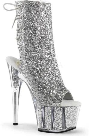 Pleaser ADORE-1018G Plateau Laarzen, Paaldans schoenen - Paaldans schoenen - 39 Shoes - Zilverkleurig