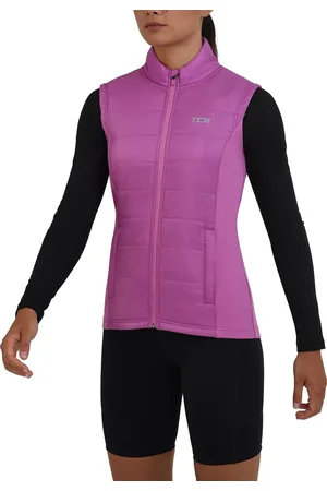 TCA Dames Excel Runner Lichtgewicht Thermische Hardloop Gilet Bodywarmer met Ritszakken - Roze, S