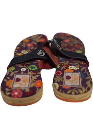 Dolce & Gabbana D&G ESPADRILLE LADYSLIPPER BLACKDENIM MET FLEURIL SOLE SIZE 41