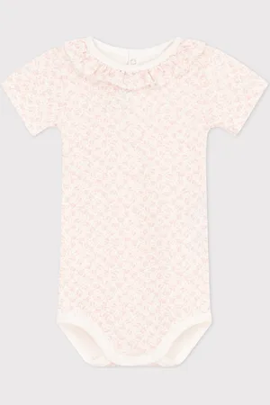 Petit Bateau Babybody met korte mouwen en kraagje van katoen Meisjes Rompertje - Maat 80