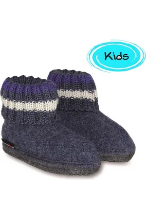 Haflinger Paul Sokpantoffel - Jeans - 25 - Vilt, Kinderpantoffel, warm om de enkels