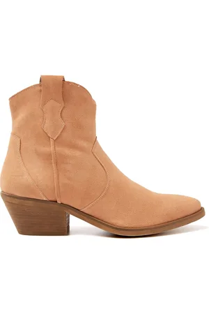 Lazamani Arianna Suede Dames Enkellaarsjes Apricot - Maat 40