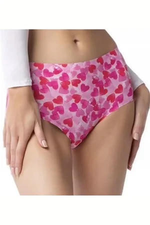 Julimex High Waist - Maat XL - Dames String - Taille - Naadloze - Ondergoed - Slipje - met hartjes (1 Stuks )