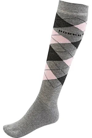 Horka Paardrijsokken Ruiten /roze Junior Maat 31-34