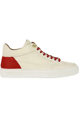 Linkkens Kobe sneaker mid top lace offwhite - red