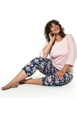 Cornette Katoenen Pyjama Dames Volwassenen | 3/4 Mouw 7/8 Broek | Winter Pyama Dames Volwassenen | Flower 463/288 XXL