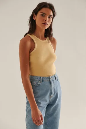 NA-KD Ribbed tank top Dames Tops - Maat Large